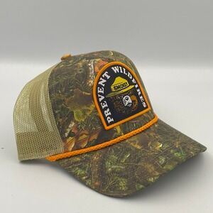Smokey The Bear Camo A-Frame Snapback Trucker Hat Prevent Wildfires Licensed NWT